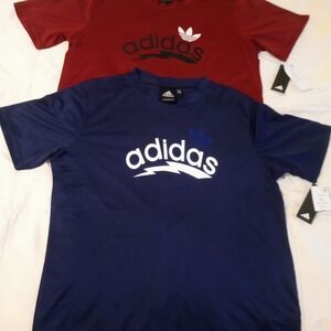 Adidas Men's Red and Blue Logo T-Shirts